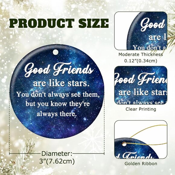 🆕 Good Friends Christmas Ornaments Xmas Tree Ceramic Decorations Lucky Cherish - Picture 3 of 7